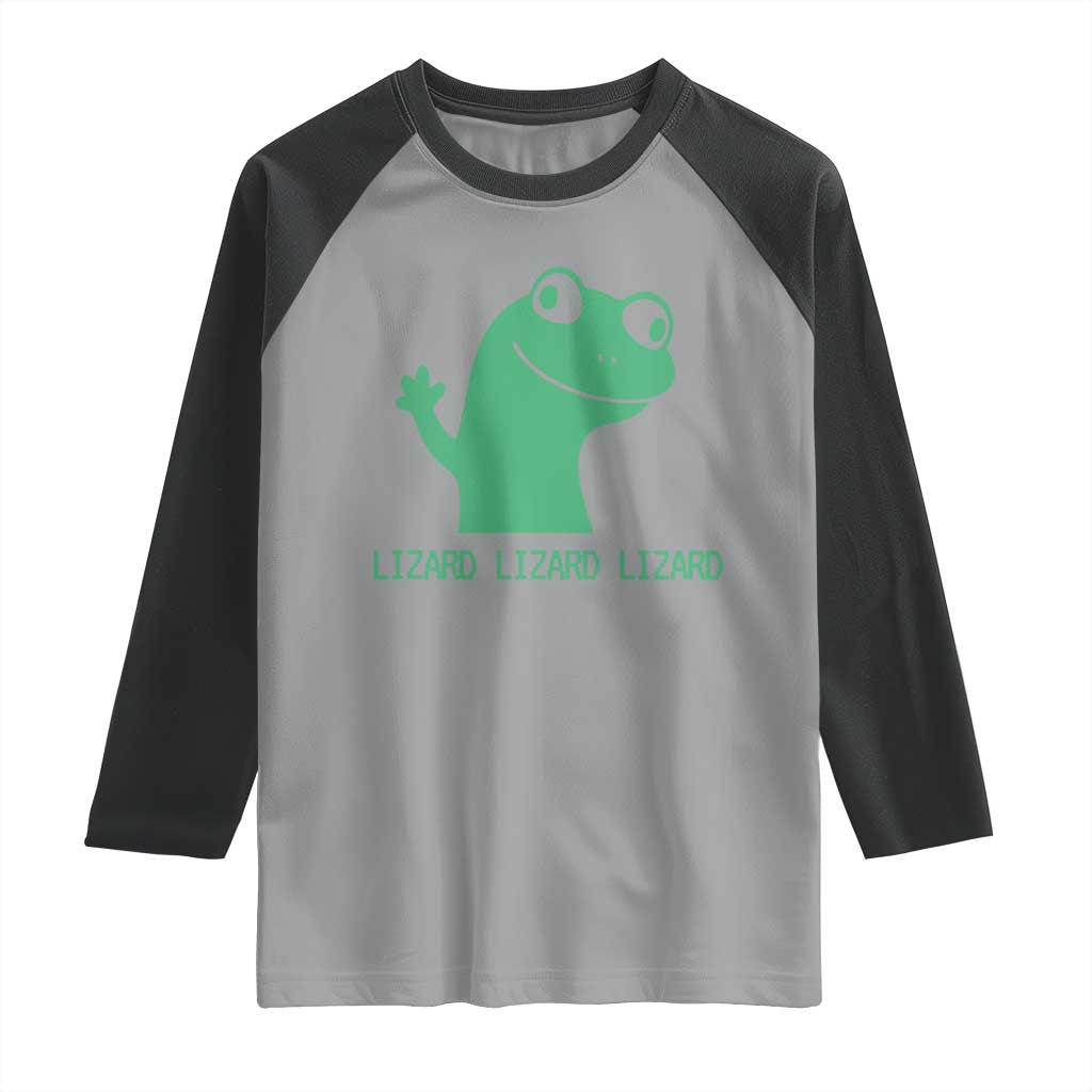 Funny Lizard Lizard Lizard Raglan Shirt Weirdcore Gecko Reptile Meme TS02 Sport Gray Black Print Your Wear