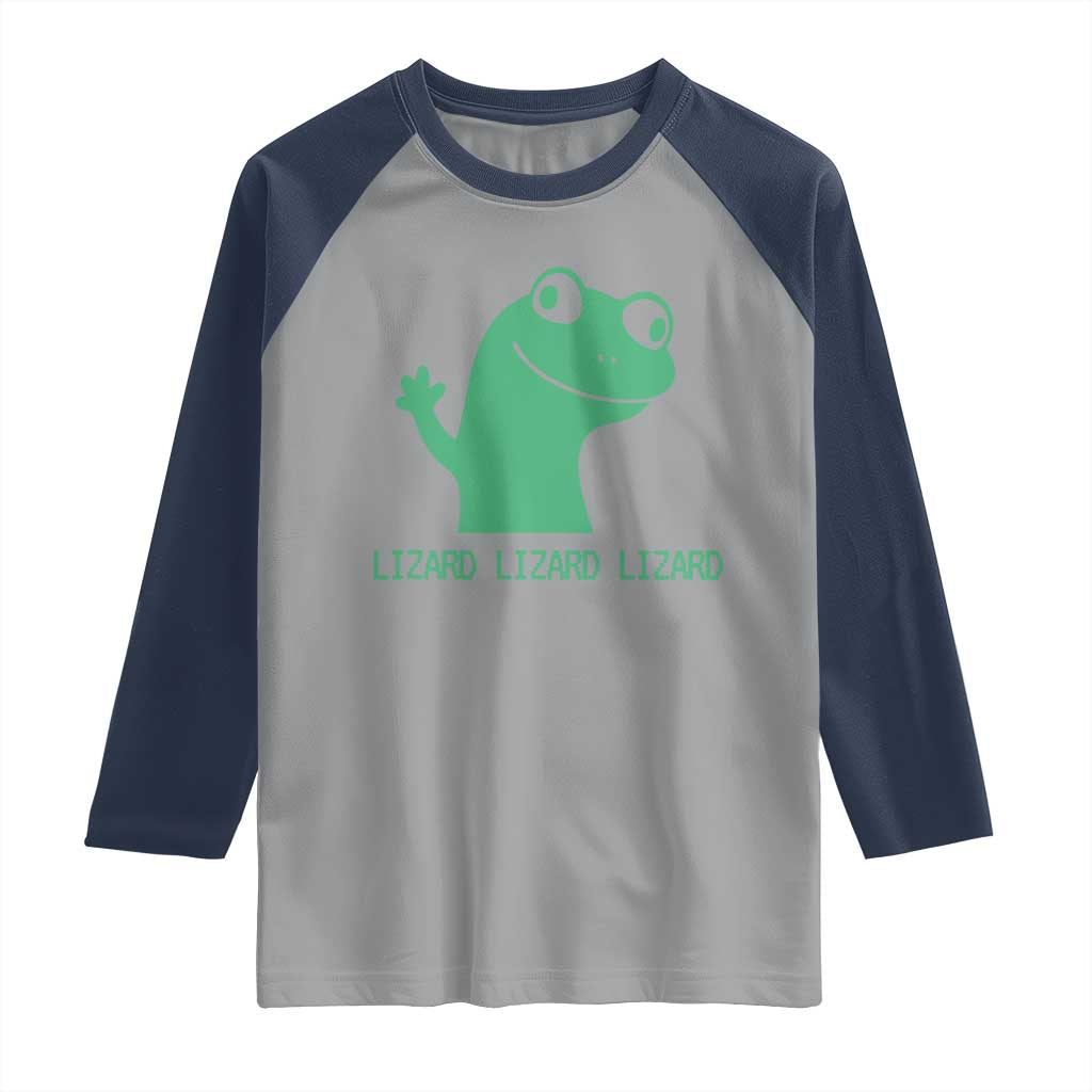 Funny Lizard Lizard Lizard Raglan Shirt Weirdcore Gecko Reptile Meme TS02 Sport Gray Navy Print Your Wear