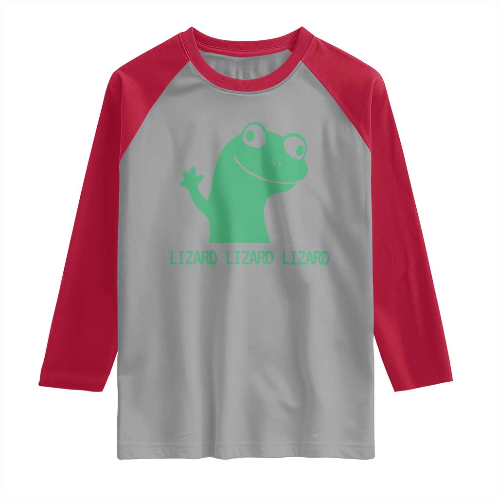 Funny Lizard Lizard Lizard Raglan Shirt Weirdcore Gecko Reptile Meme TS02 Sport Gray Red Print Your Wear