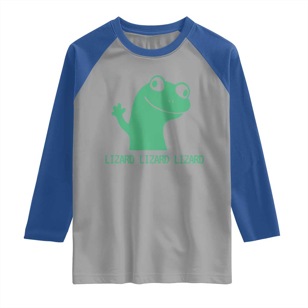 Funny Lizard Lizard Lizard Raglan Shirt Weirdcore Gecko Reptile Meme TS02 Sport Gray Royal Print Your Wear