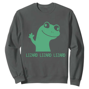 Funny Lizard Lizard Lizard Sweatshirt Weirdcore Gecko Reptile Meme TS02 Dark Heather Print Your Wear