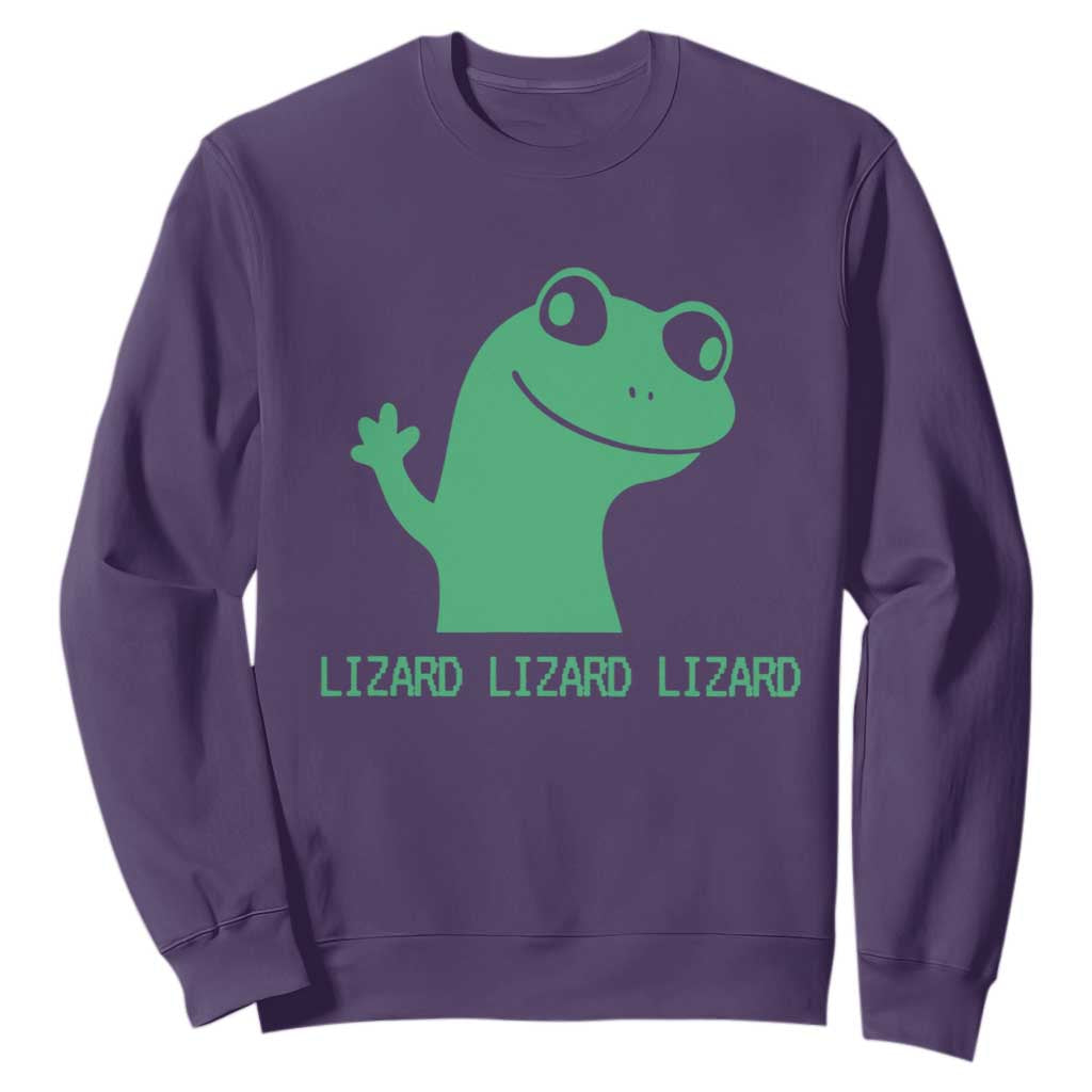 Funny Lizard Lizard Lizard Sweatshirt Weirdcore Gecko Reptile Meme TS02 Purple Print Your Wear