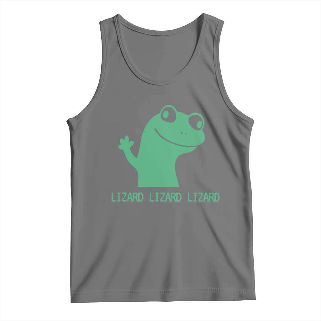 Funny Lizard Lizard Lizard Tank Top Weirdcore Gecko Reptile Meme TS02 Black Heather Print Your Wear