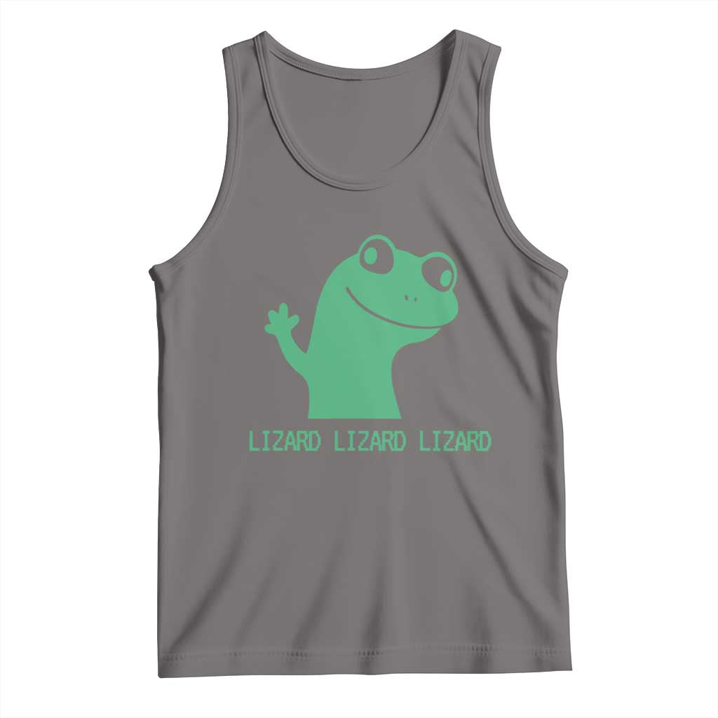 Funny Lizard Lizard Lizard Tank Top Weirdcore Gecko Reptile Meme TS02 Deep Heather Print Your Wear