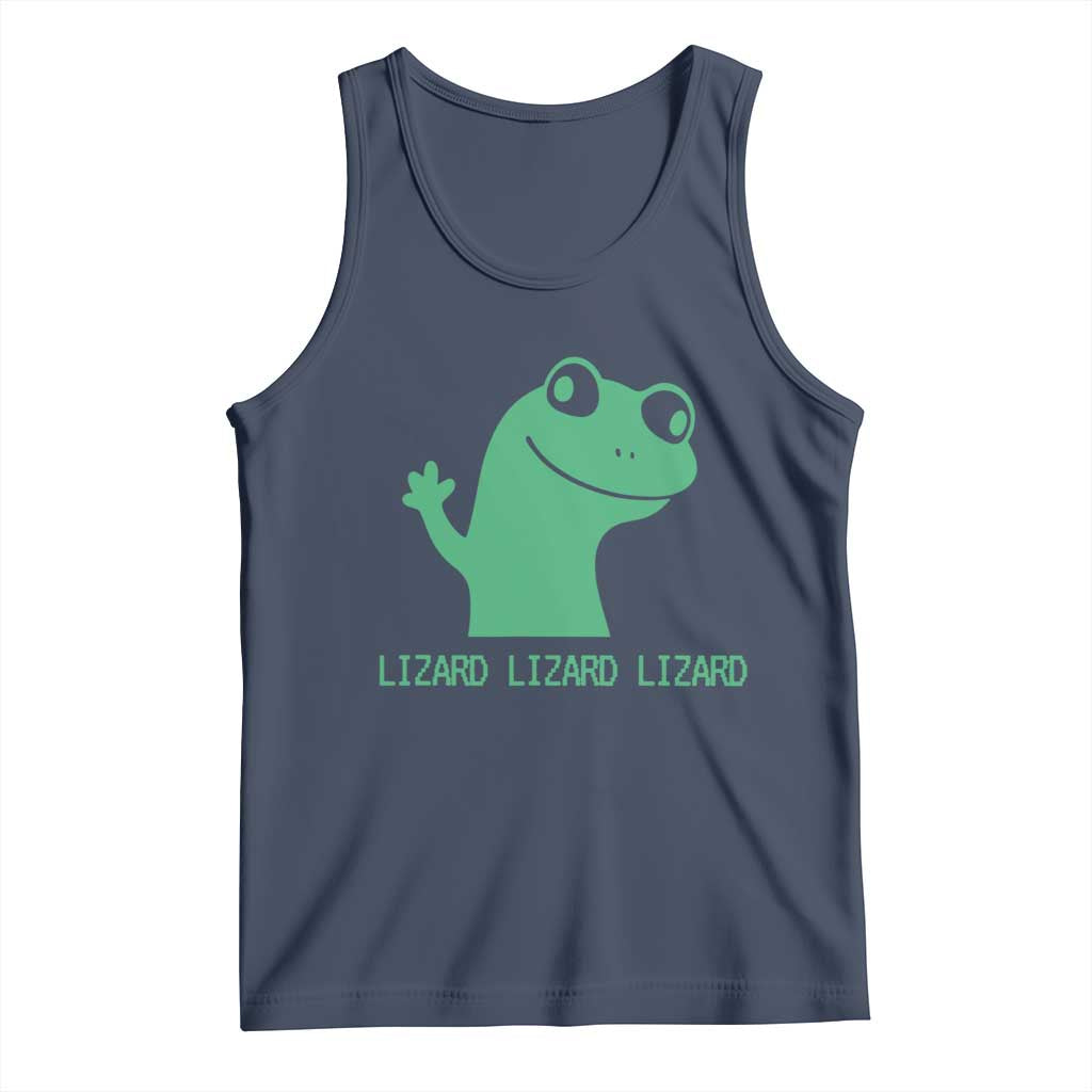 Funny Lizard Lizard Lizard Tank Top Weirdcore Gecko Reptile Meme TS02 Navy Print Your Wear