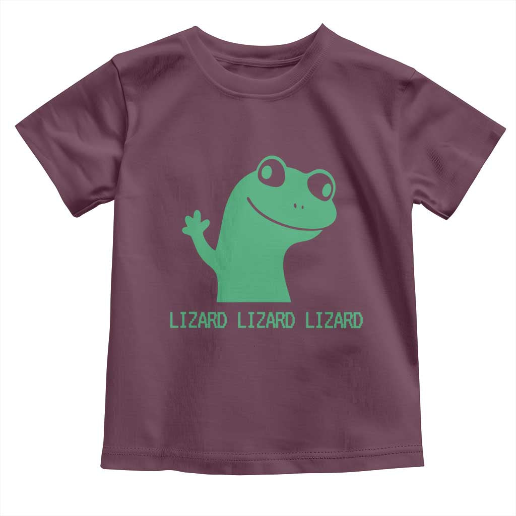 Funny Lizard Lizard Lizard Toddler T Shirt Weirdcore Gecko Reptile Meme TS02 Maroon Print Your Wear