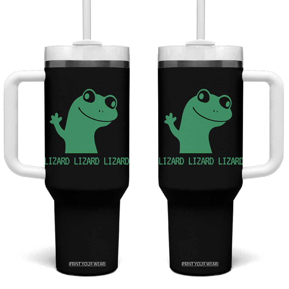 Funny Lizard Lizard Lizard Tumbler With Handle Weirdcore Gecko Reptile Meme TS02 One Size: 40 oz Black Print Your Wear