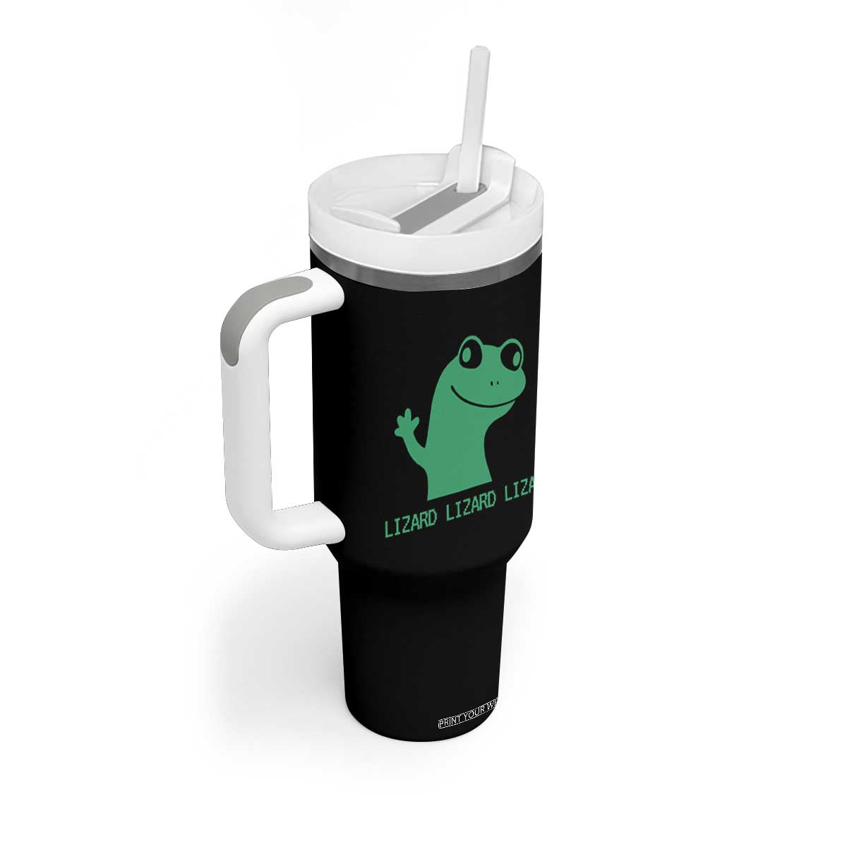 Funny Lizard Lizard Lizard Tumbler With Handle Weirdcore Gecko Reptile Meme TS02 Print Your Wear
