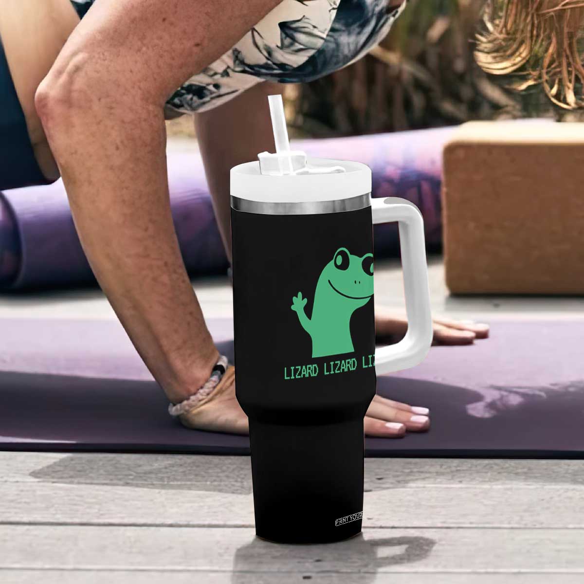Funny Lizard Lizard Lizard Tumbler With Handle Weirdcore Gecko Reptile Meme TS02 Print Your Wear
