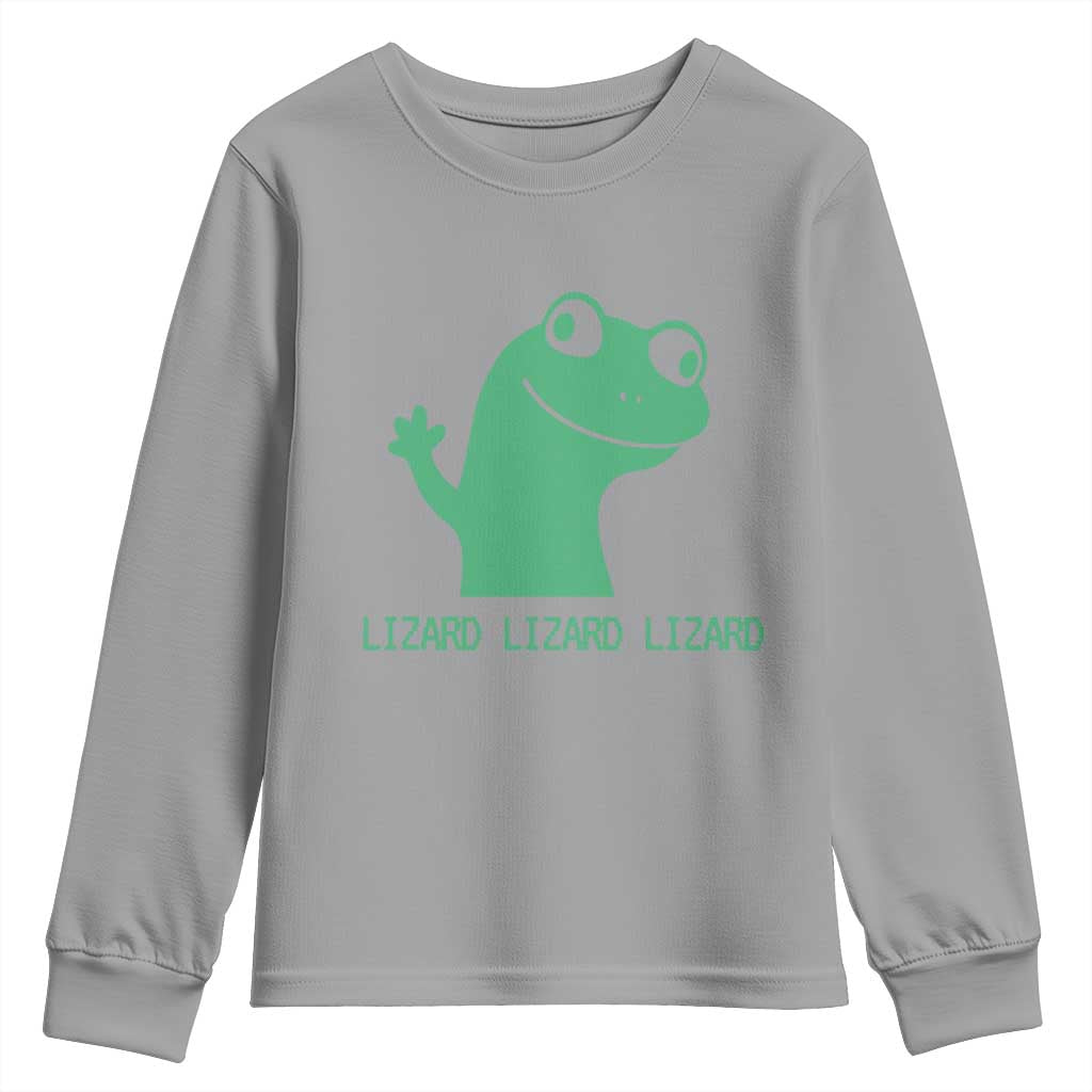 Funny Lizard Lizard Lizard Youth Sweatshirt Weirdcore Gecko Reptile Meme TS02 Sport Gray Print Your Wear
