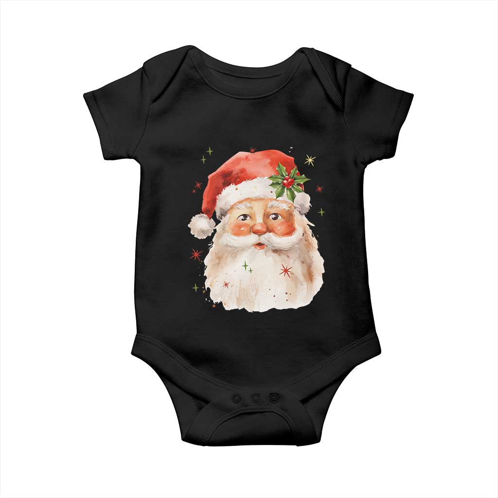Retro Vintage Christmas Santa Claus Face Xmas Old Fashioned Baby Onesie TS02 Black Print Your Wear