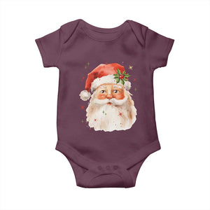Retro Vintage Christmas Santa Claus Face Xmas Old Fashioned Baby Onesie TS02 Maroon Print Your Wear