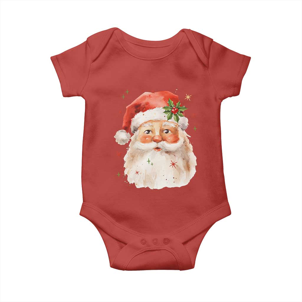 Retro Vintage Christmas Santa Claus Face Xmas Old Fashioned Baby Onesie TS02 Red Print Your Wear