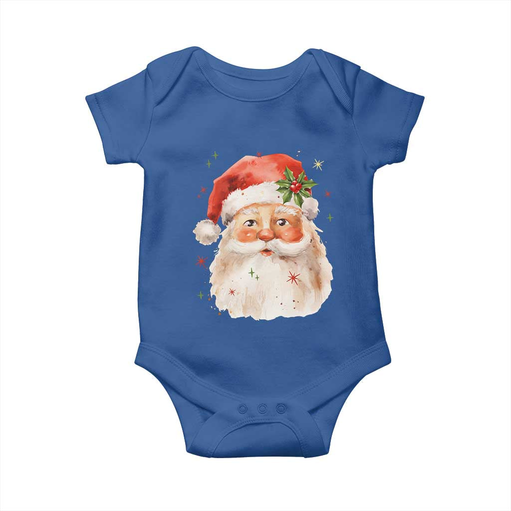 Retro Vintage Christmas Santa Claus Face Xmas Old Fashioned Baby Onesie TS02 Royal Blue Print Your Wear