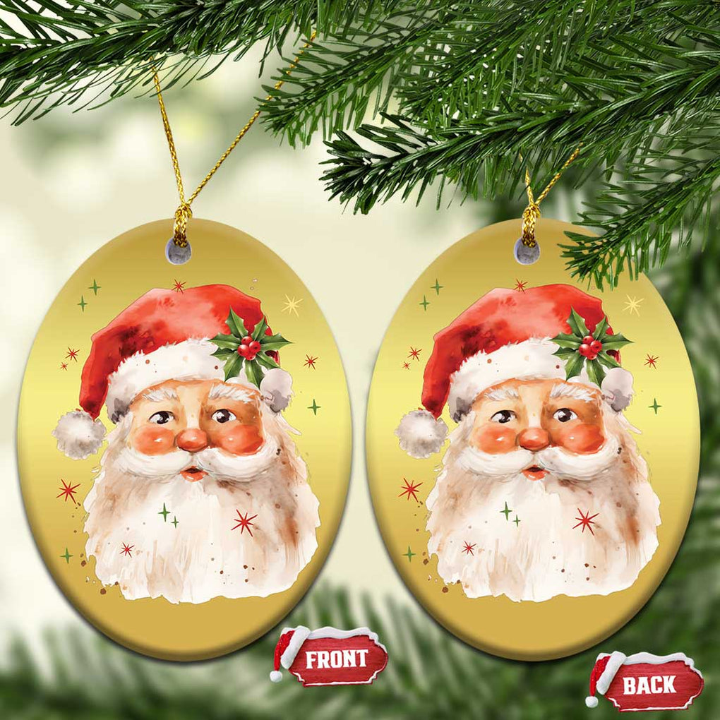 Retro Vintage Christmas Santa Claus Face Xmas Old Fashioned Christmas Ornament TS02 Oval Gold Print Your Wear