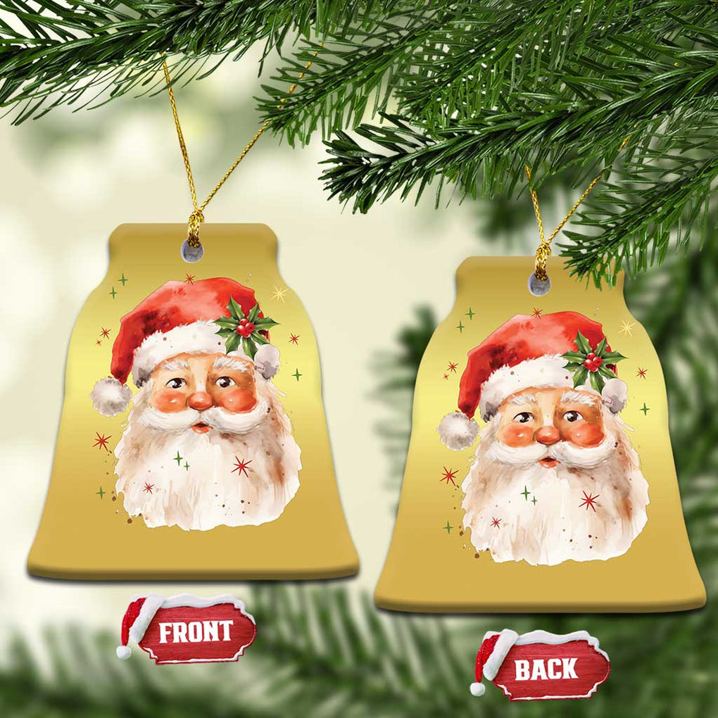 Retro Vintage Christmas Santa Claus Face Xmas Old Fashioned Christmas Ornament TS02 Bell Flake Gold Print Your Wear