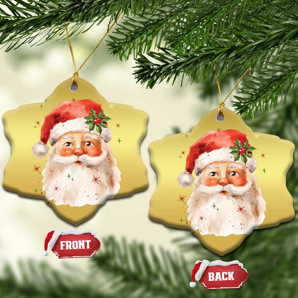 Retro Vintage Christmas Santa Claus Face Xmas Old Fashioned Christmas Ornament TS02 Snow Flake Gold Print Your Wear