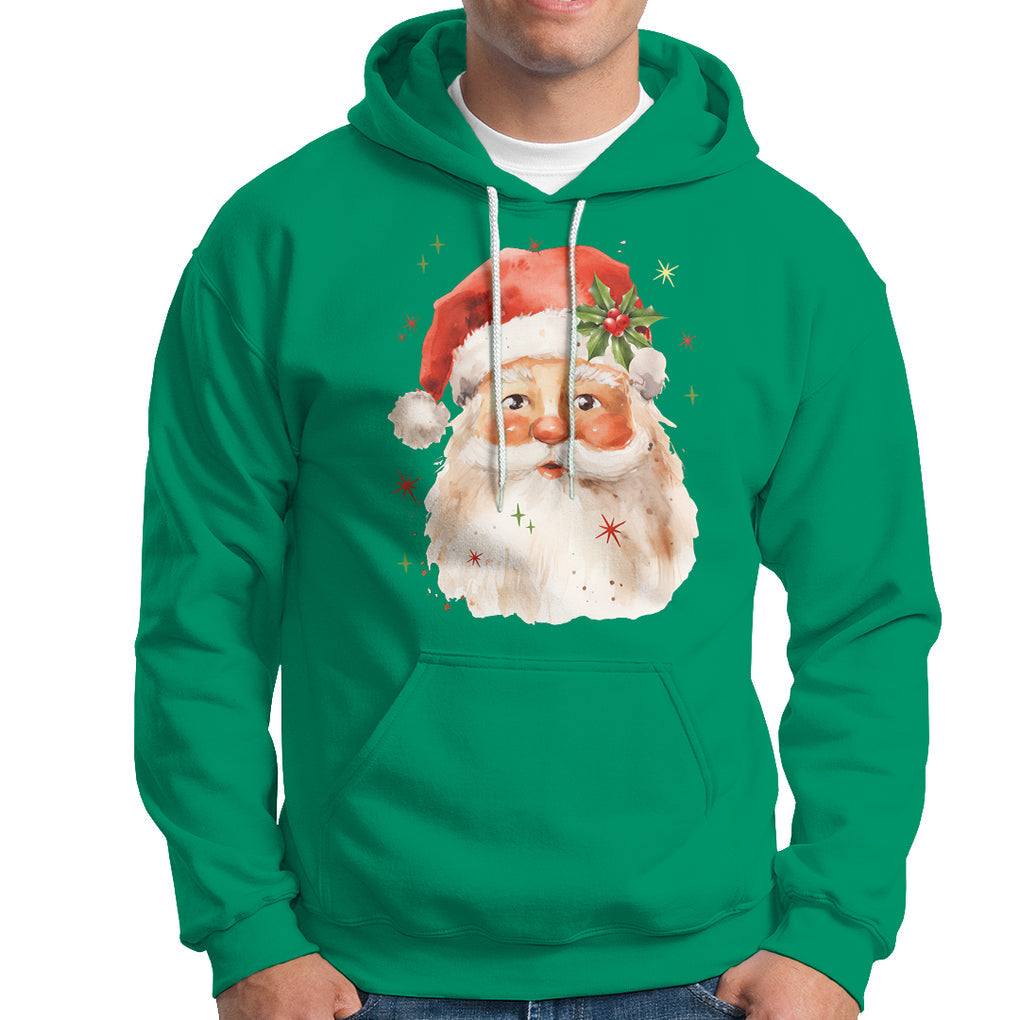 Retro Vintage Christmas Santa Claus Face Xmas Old Fashioned Hoodie TS02 Irish Green Printyourwear