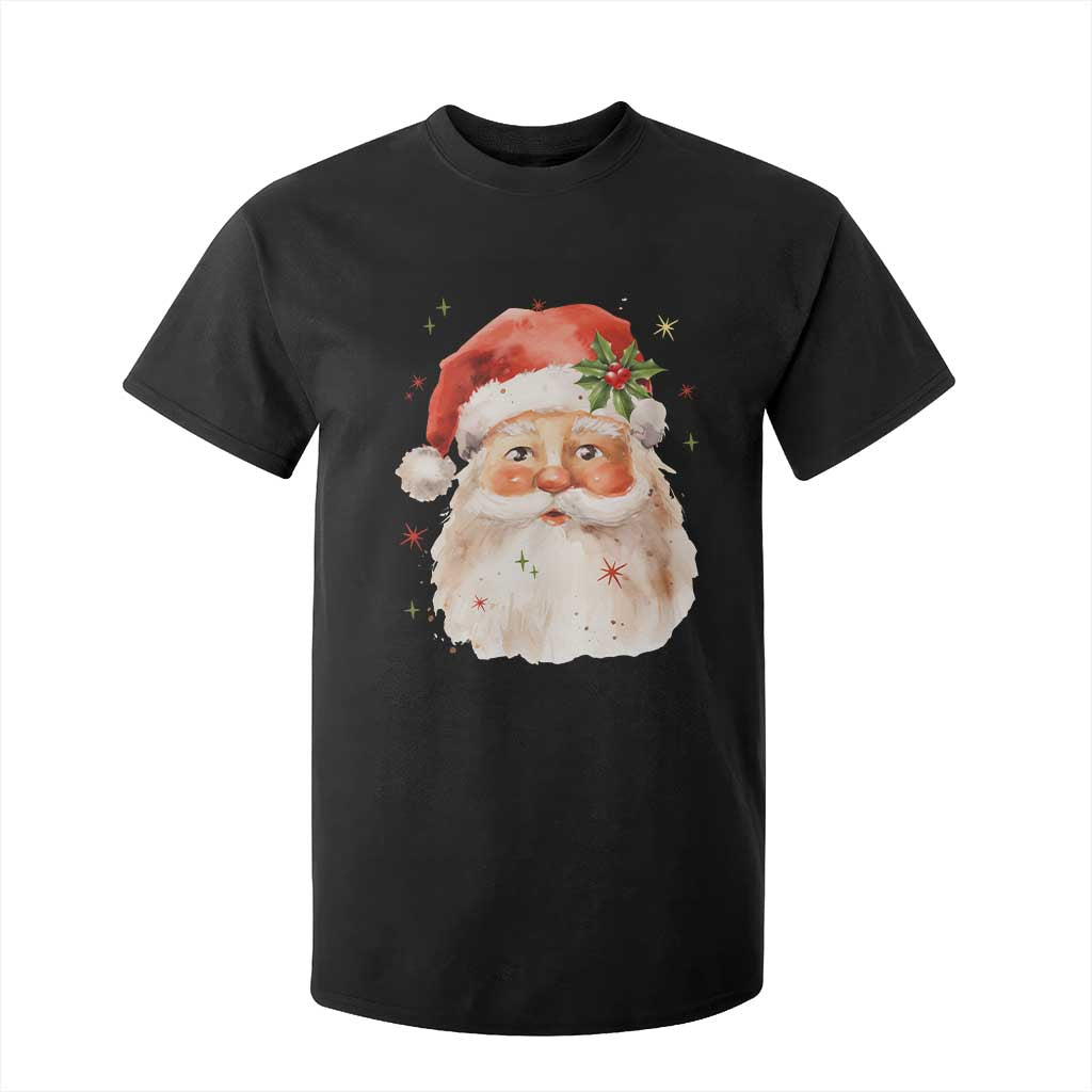 Retro Vintage Christmas Santa Claus Face Xmas Old Fashioned T Shirt For Kid TS02 Black Print Your Wear