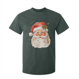 Retro Vintage Christmas Santa Claus Face Xmas Old Fashioned T Shirt For Kid TS02 Dark Forest Green Print Your Wear