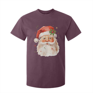 Retro Vintage Christmas Santa Claus Face Xmas Old Fashioned T Shirt For Kid TS02 Maroon Print Your Wear