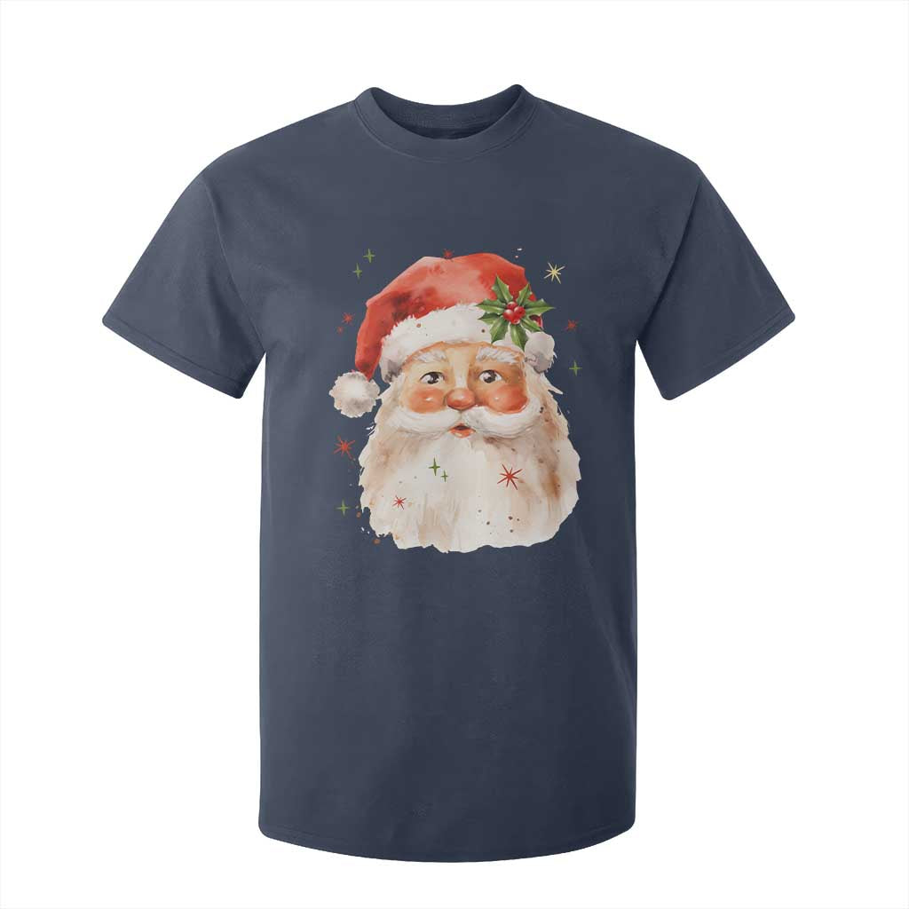 Retro Vintage Christmas Santa Claus Face Xmas Old Fashioned T Shirt For Kid TS02 Navy Print Your Wear