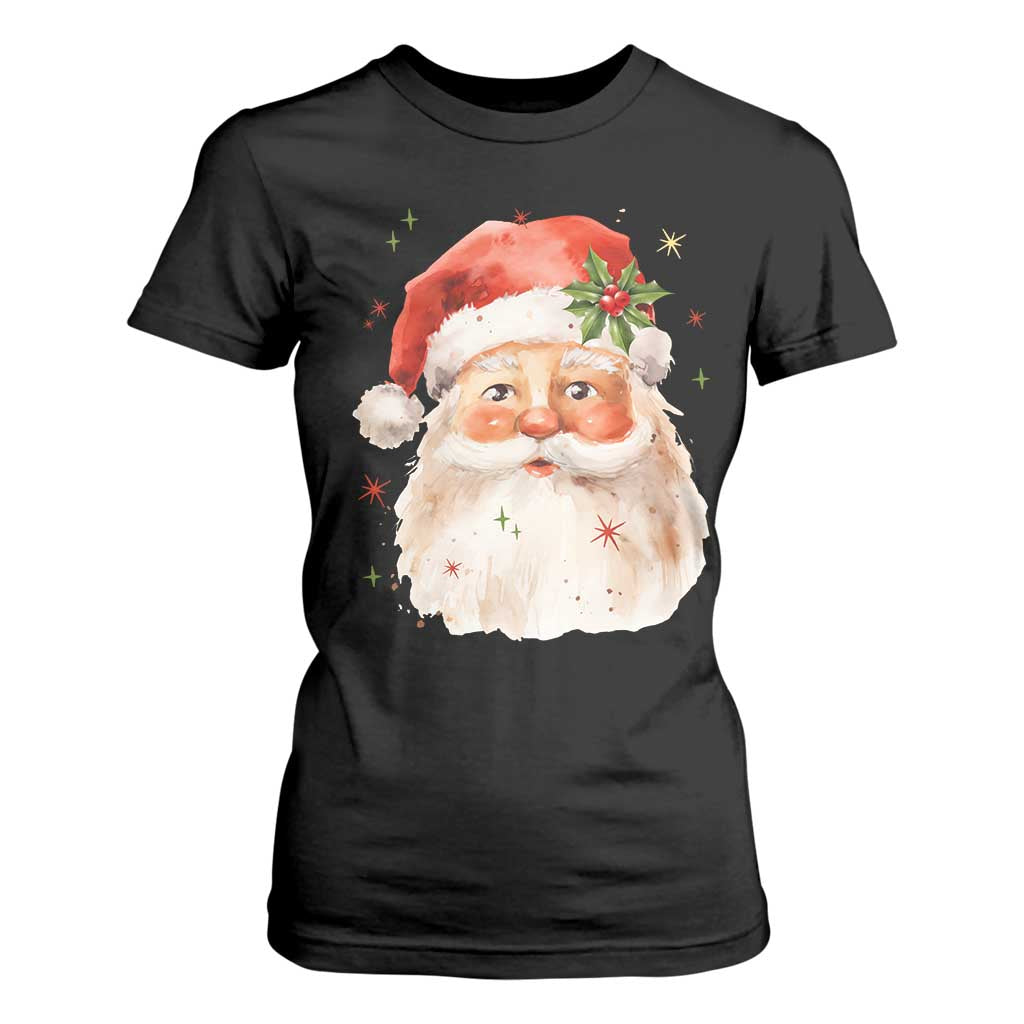 Retro Vintage Christmas Santa Claus Face Xmas Old Fashioned T Shirt For Women TS02 Black Print Your Wear