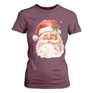 Retro Vintage Christmas Santa Claus Face Xmas Old Fashioned T Shirt For Women TS02 Maroon Print Your Wear