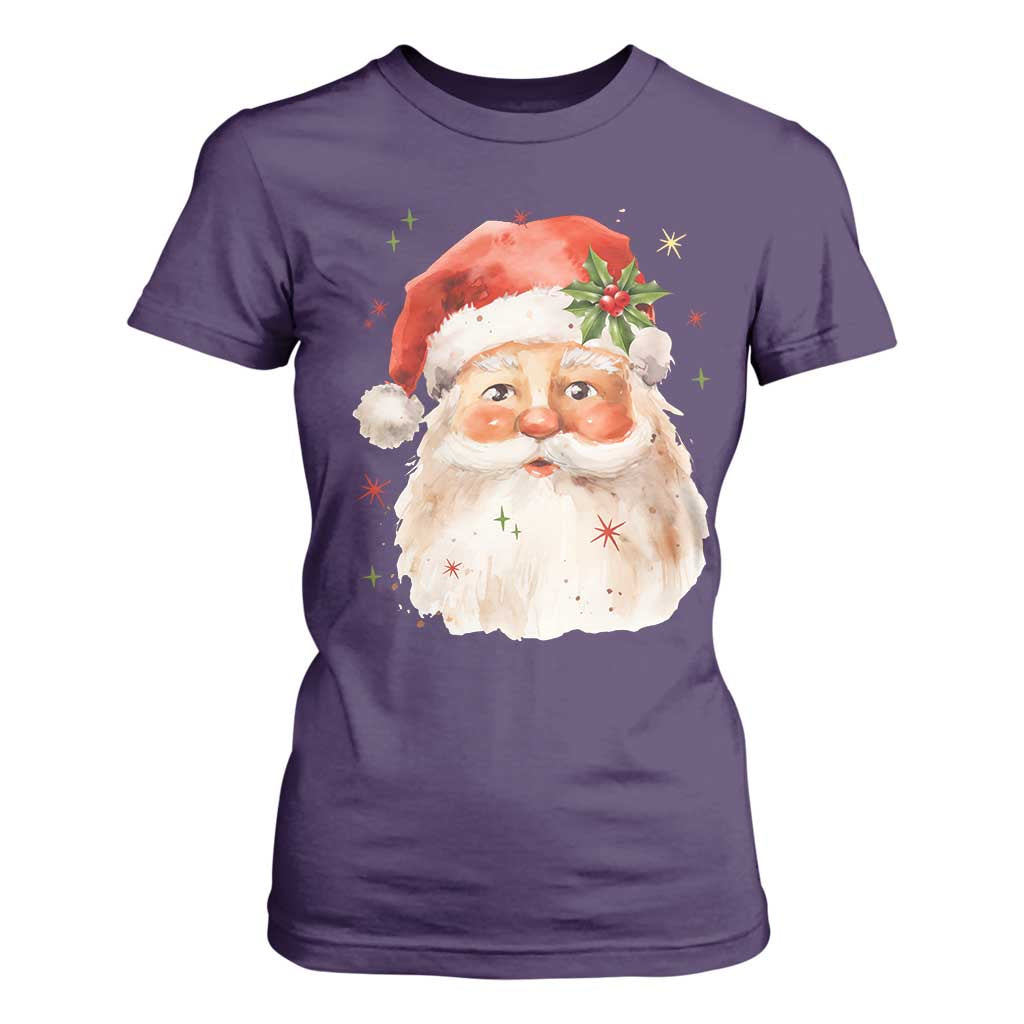 Retro Vintage Christmas Santa Claus Face Xmas Old Fashioned T Shirt For Women TS02 Purple Print Your Wear