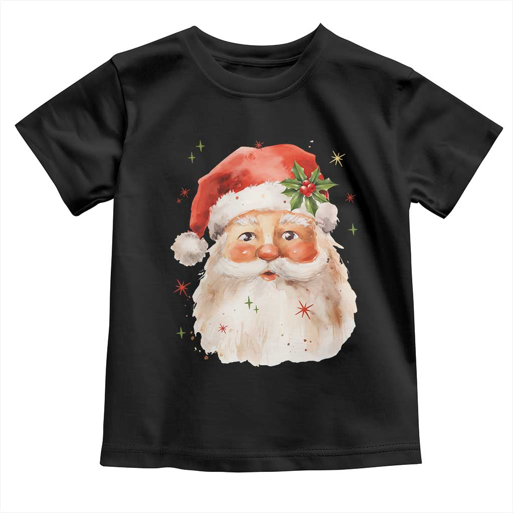 Retro Vintage Christmas Santa Claus Face Xmas Old Fashioned Toddler T Shirt TS02 Black Print Your Wear