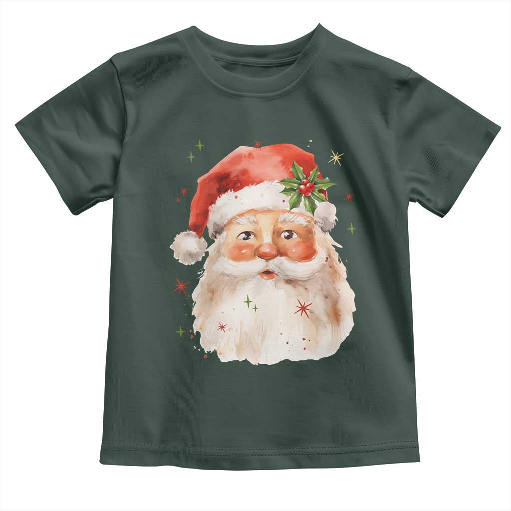 Retro Vintage Christmas Santa Claus Face Xmas Old Fashioned Toddler T Shirt TS02 Dark Forest Green Print Your Wear