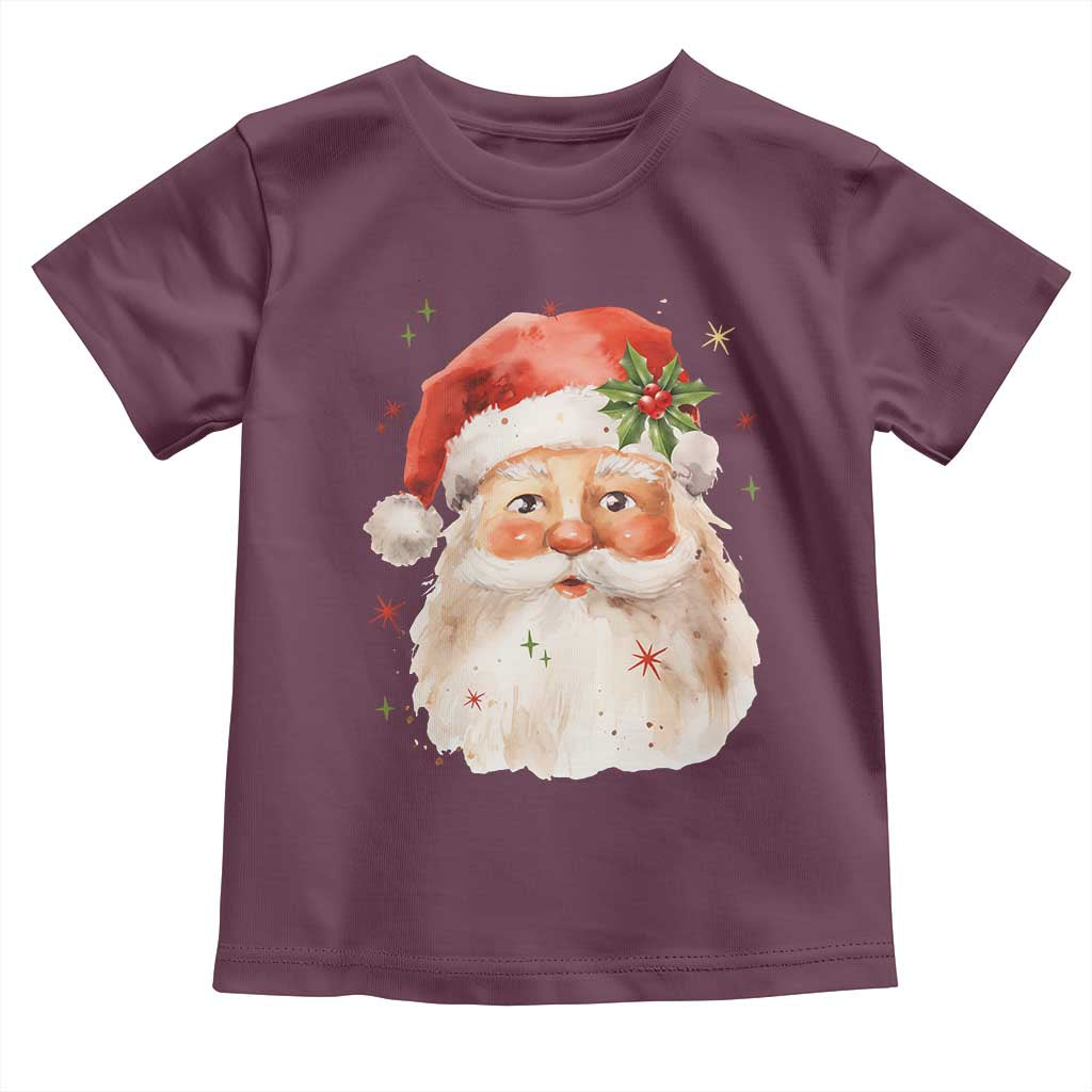 Retro Vintage Christmas Santa Claus Face Xmas Old Fashioned Toddler T Shirt TS02 Maroon Print Your Wear