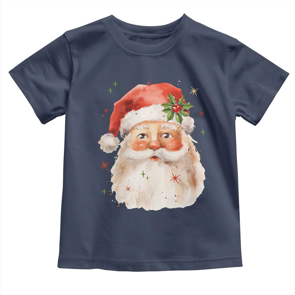 Retro Vintage Christmas Santa Claus Face Xmas Old Fashioned Toddler T Shirt TS02 Navy Print Your Wear