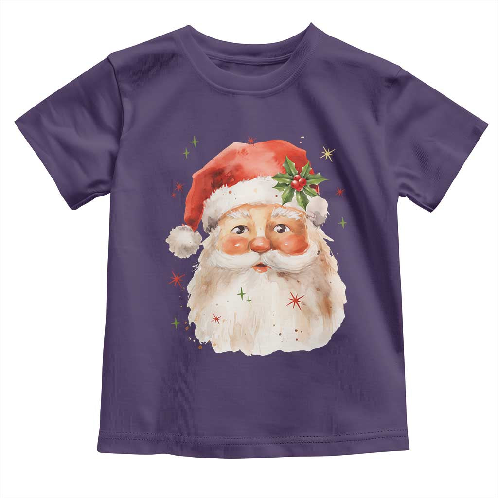 Retro Vintage Christmas Santa Claus Face Xmas Old Fashioned Toddler T Shirt TS02 Purple Print Your Wear