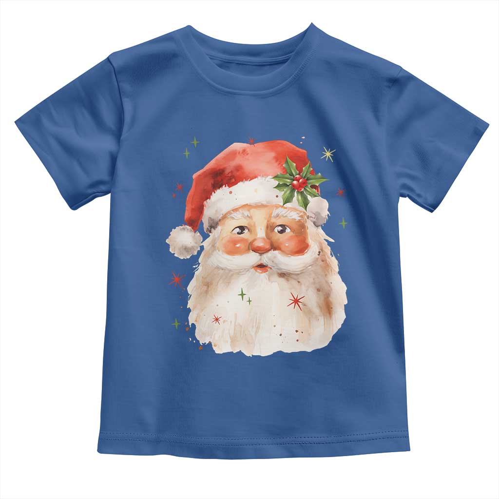 Retro Vintage Christmas Santa Claus Face Xmas Old Fashioned Toddler T Shirt TS02 Royal Blue Print Your Wear