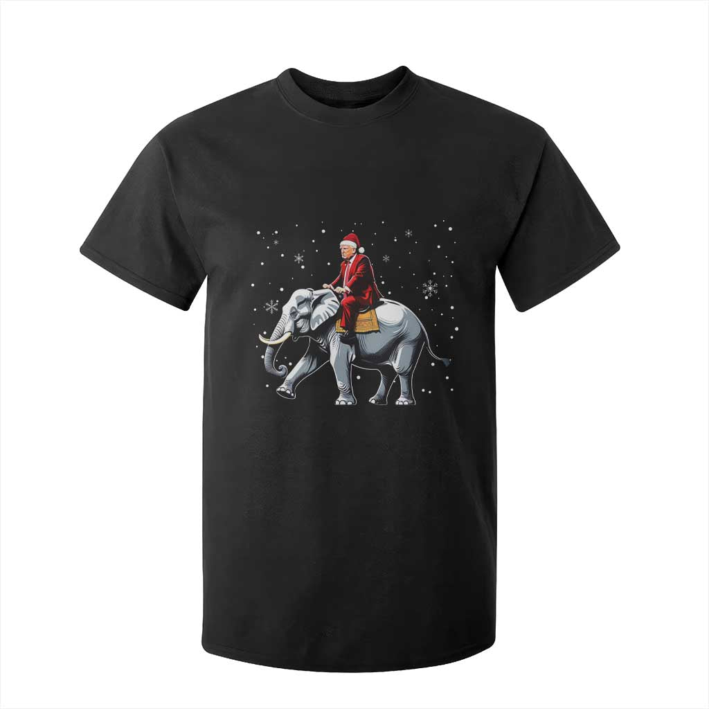 Santa Trump Riding Elephant Christmas T Shirt For Kid He Won 4t7h President Republican Xmas TS02 Black Print Your Wear