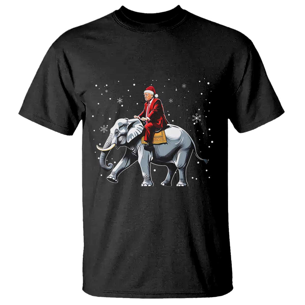 Santa Trump Riding Elephant Christmas T Shirt He Won 4t7h President Republican Xmas TS02 Black Print Your Wear