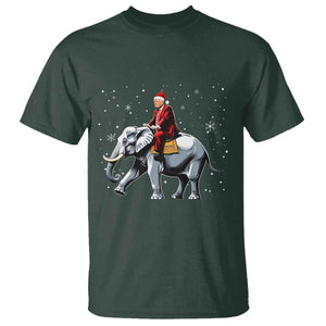 Santa Trump Riding Elephant Christmas T Shirt He Won 4t7h President Republican Xmas TS02 Dark Forest Green Print Your Wear