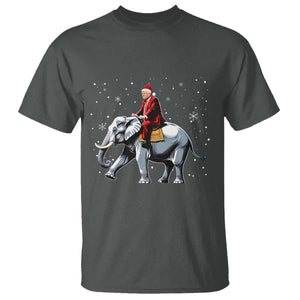 Santa Trump Riding Elephant Christmas T Shirt He Won 4t7h President Republican Xmas TS02 Dark Heather Print Your Wear
