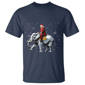 Santa Trump Riding Elephant Christmas T Shirt He Won 4t7h President Republican Xmas TS02 Navy Print Your Wear