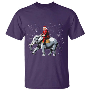 Santa Trump Riding Elephant Christmas T Shirt He Won 4t7h President Republican Xmas TS02 Purple Print Your Wear