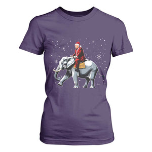 Santa Trump Riding Elephant Christmas T Shirt For Women He Won 4t7h President Republican Xmas TS02 Purple Print Your Wear
