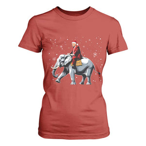 Santa Trump Riding Elephant Christmas T Shirt For Women He Won 4t7h President Republican Xmas TS02 Red Print Your Wear