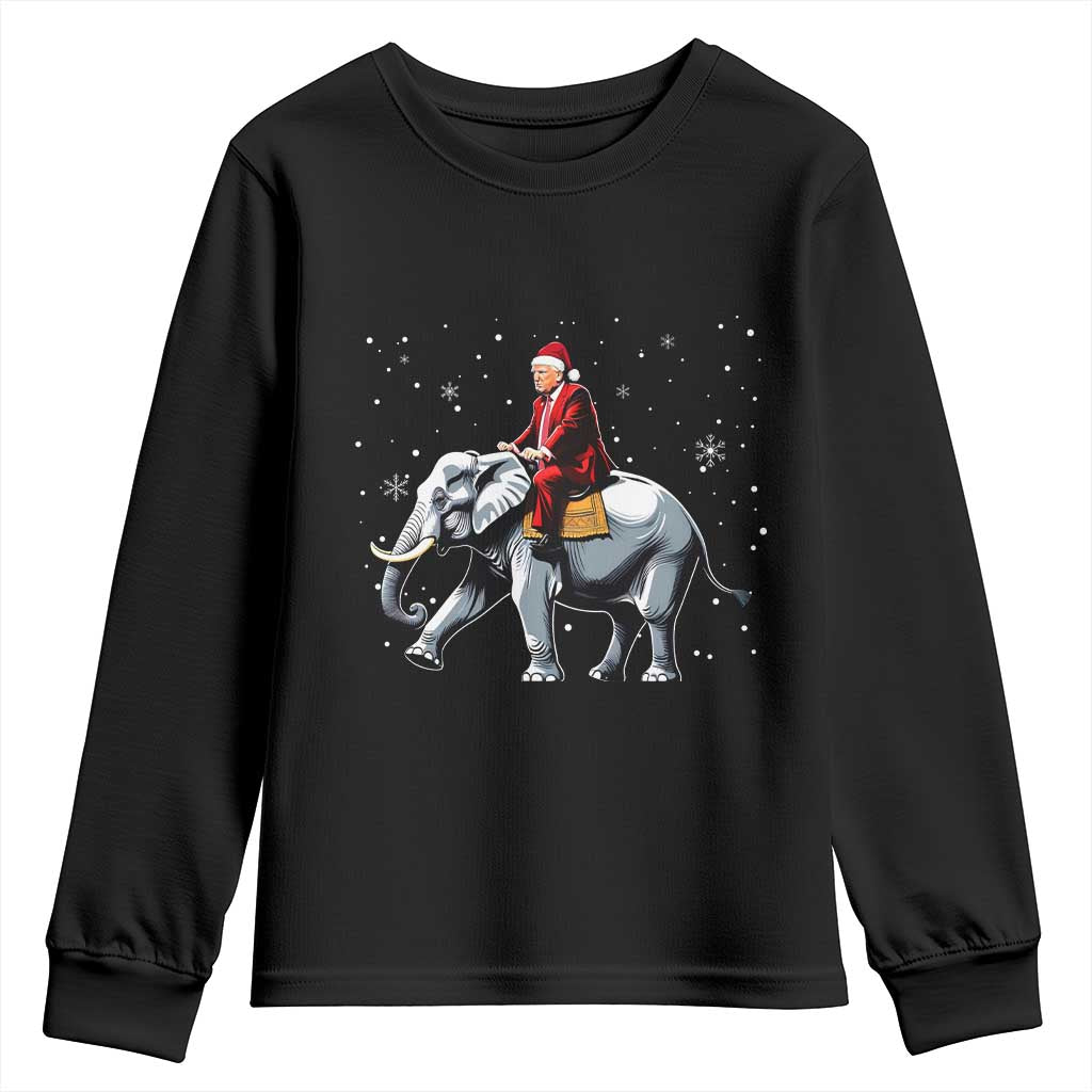 Santa Trump Riding Elephant Christmas Youth Sweatshirt He Won 4t7h President Republican Xmas TS02 Black Print Your Wear