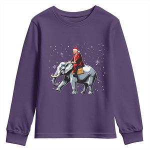 Santa Trump Riding Elephant Christmas Youth Sweatshirt He Won 4t7h President Republican Xmas TS02 Purple Print Your Wear