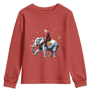 Santa Trump Riding Elephant Christmas Youth Sweatshirt He Won 4t7h President Republican Xmas TS02 Red Print Your Wear
