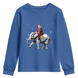 Santa Trump Riding Elephant Christmas Youth Sweatshirt He Won 4t7h President Republican Xmas TS02 Royal Blue Print Your Wear