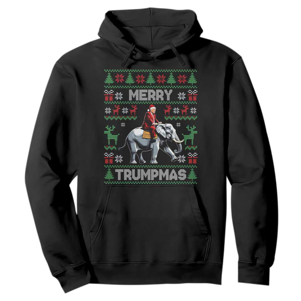 Trump Christmas Hoodie Merry Trumpmas He Won 47th President Ugly Sweater TS02 Black Print Your Wear