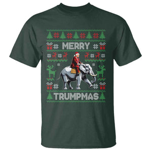 Trump Christmas T Shirt Merry Trumpmas He Won 47th President Ugly Sweater TS02 Dark Forest Green Print Your Wear