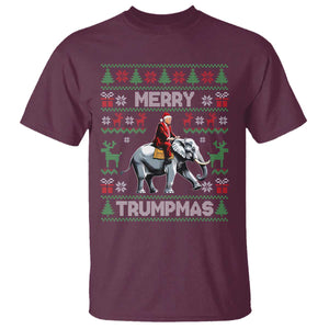 Trump Christmas T Shirt Merry Trumpmas He Won 47th President Ugly Sweater TS02 Maroon Print Your Wear